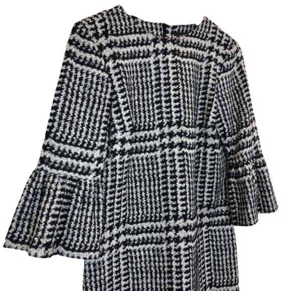 Zara Houndstooth Bell Sleeve Dress New - Picture 8 of 10